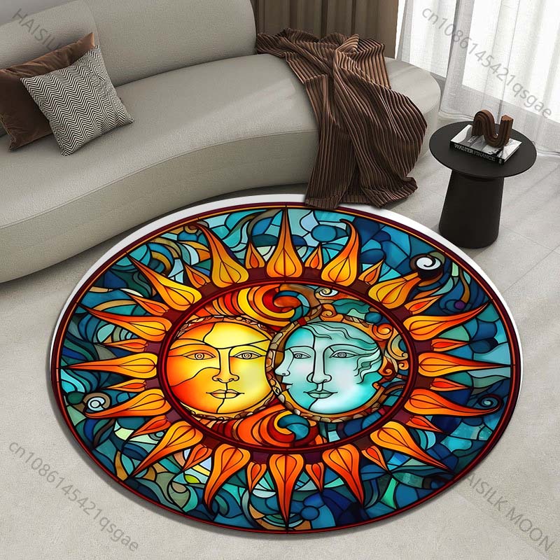 Commercial Glass Printing - Tapete redondo estampado com harmonia de