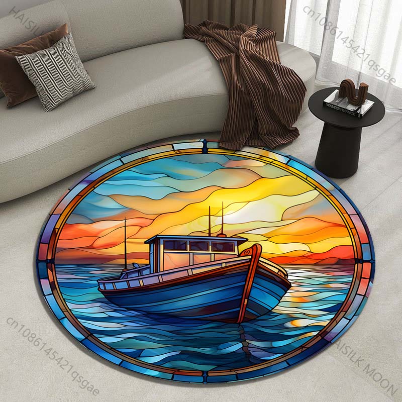 Commercial Glass Printing - Tapete redondo decorativo com estampa de
