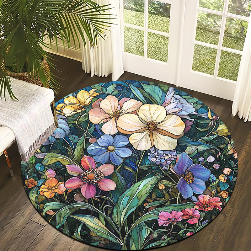 Commercial Glass Printing - Tapete Circular de Vidro Manchado com