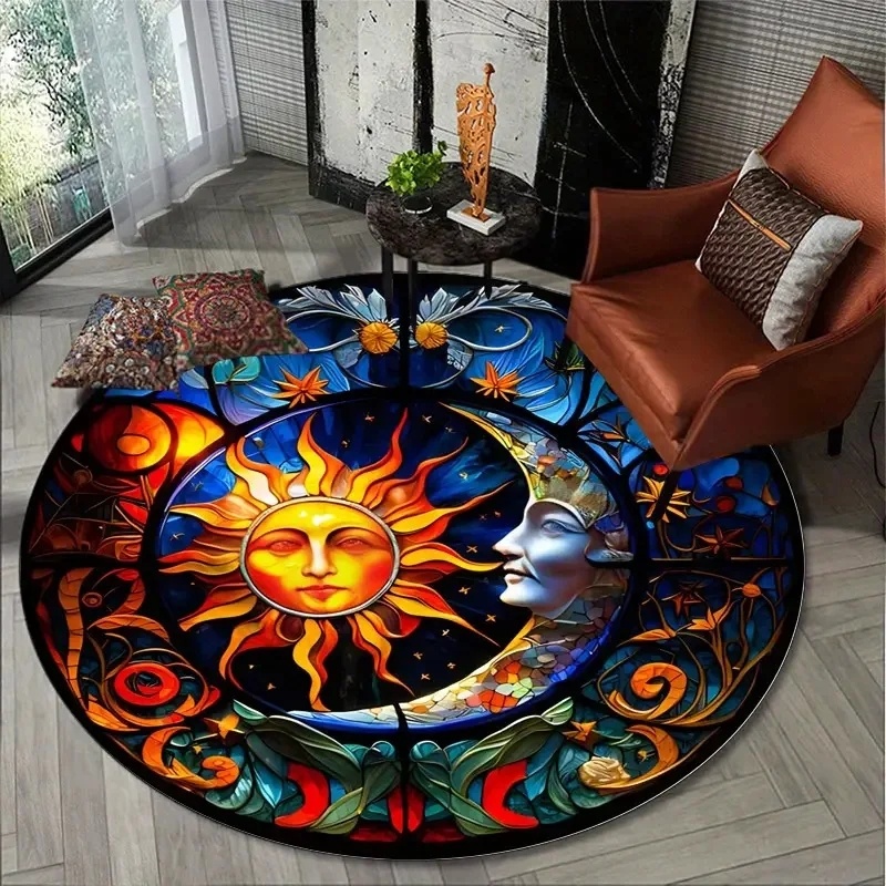 Tapete Redondo Místico Sol e L - Commercial Glass Printing avaliação e preço