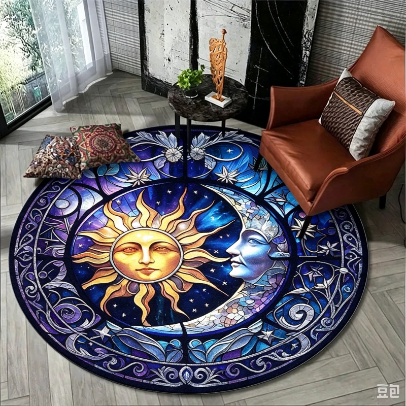 Tapete Redondo Místico Sol e L - Commercial Glass Printing avaliação e preço