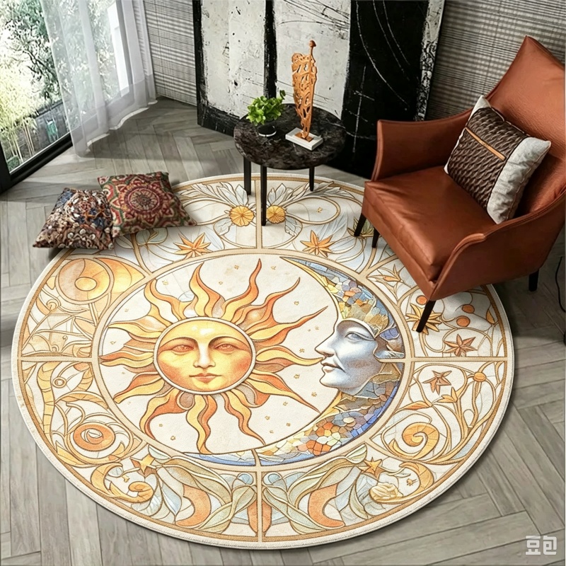 Tapete Redondo Místico Sol e L - Commercial Glass Printing avaliação e preço